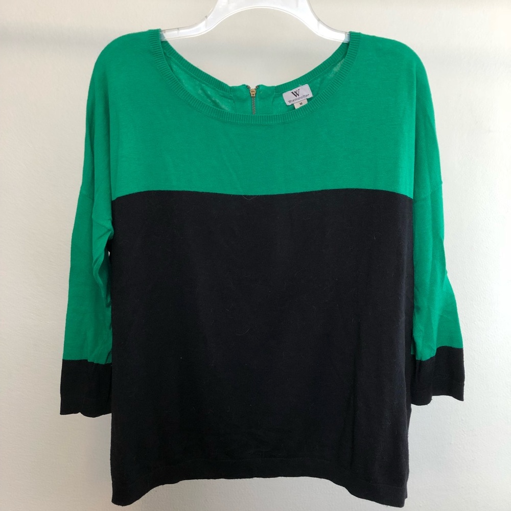 3/4 Sleeve Worthington Green & Black Sweater